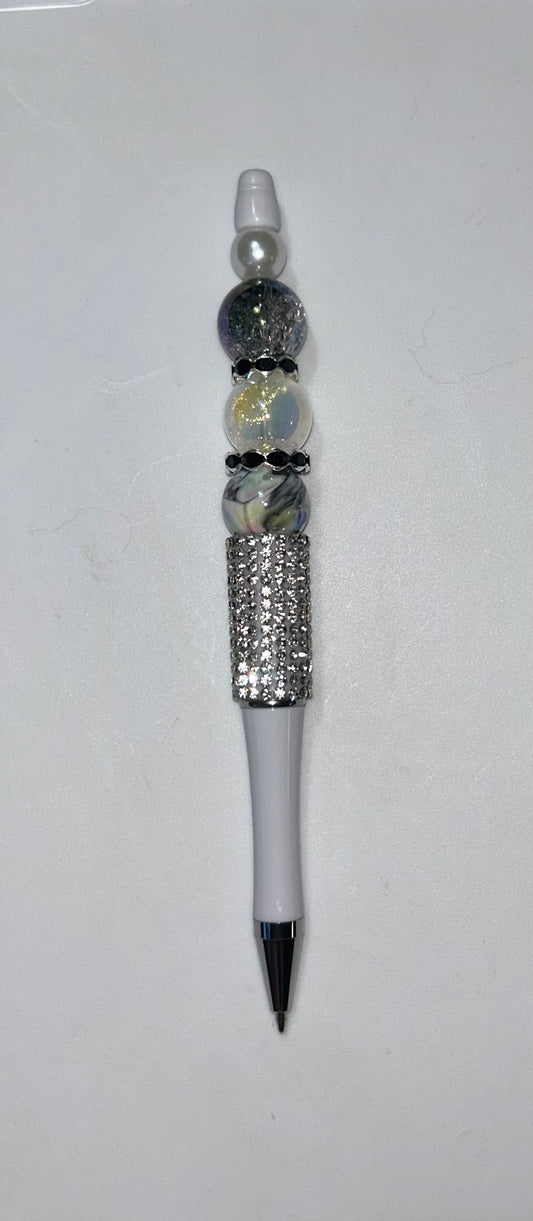 Beaded White Bling Pen