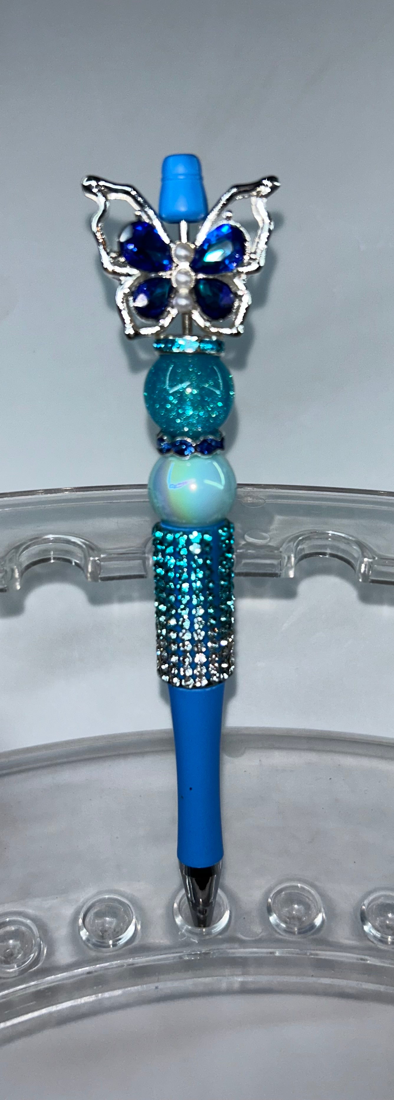 Blue Butterfly Bling Blue Pen