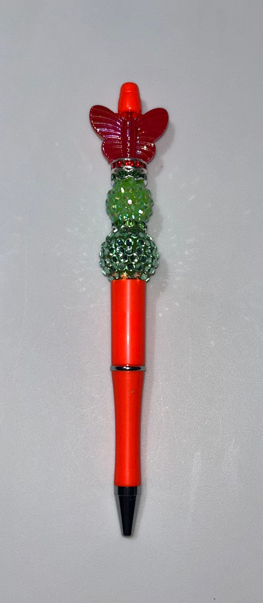 Red Butterfly Orange Pen