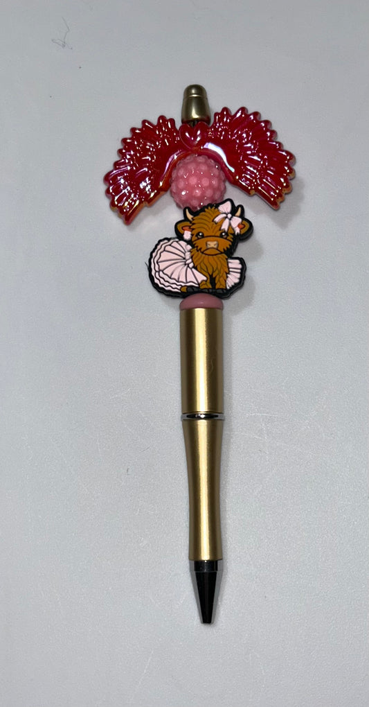 Highland Cow Wings Gold Pen