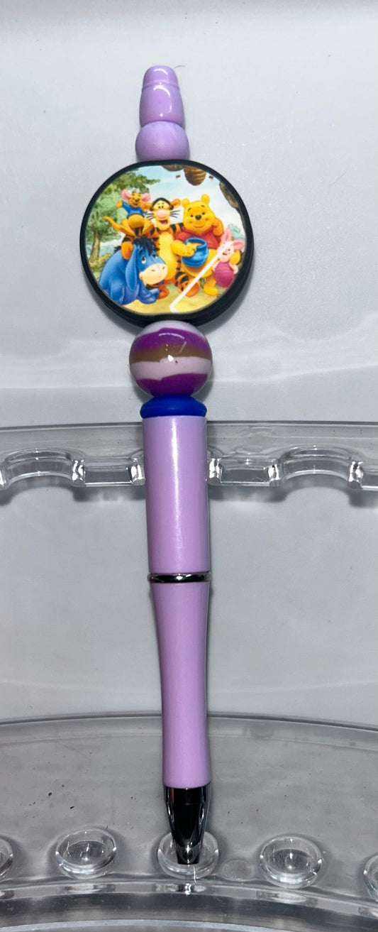 Pooh Family Round Purple Pen