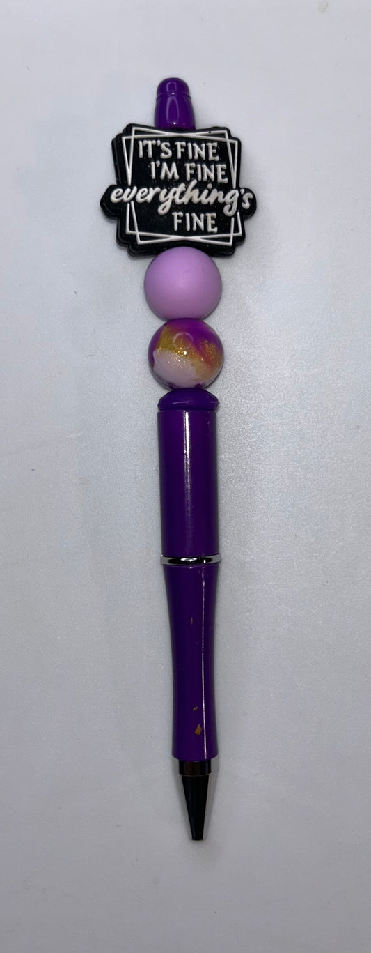 It's Fine I'm Fine Everything Is Fine Dark Purple Pen