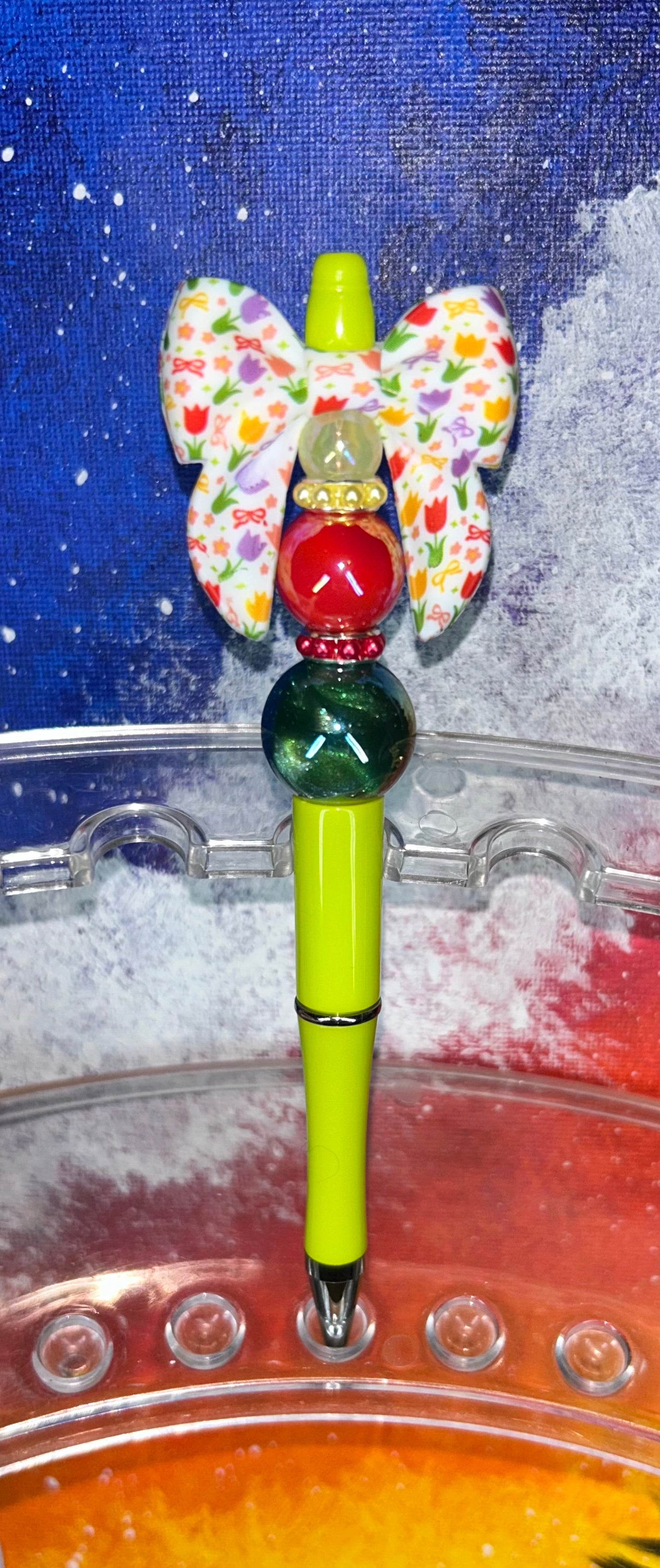 Tulip Bow Lime Green Pen