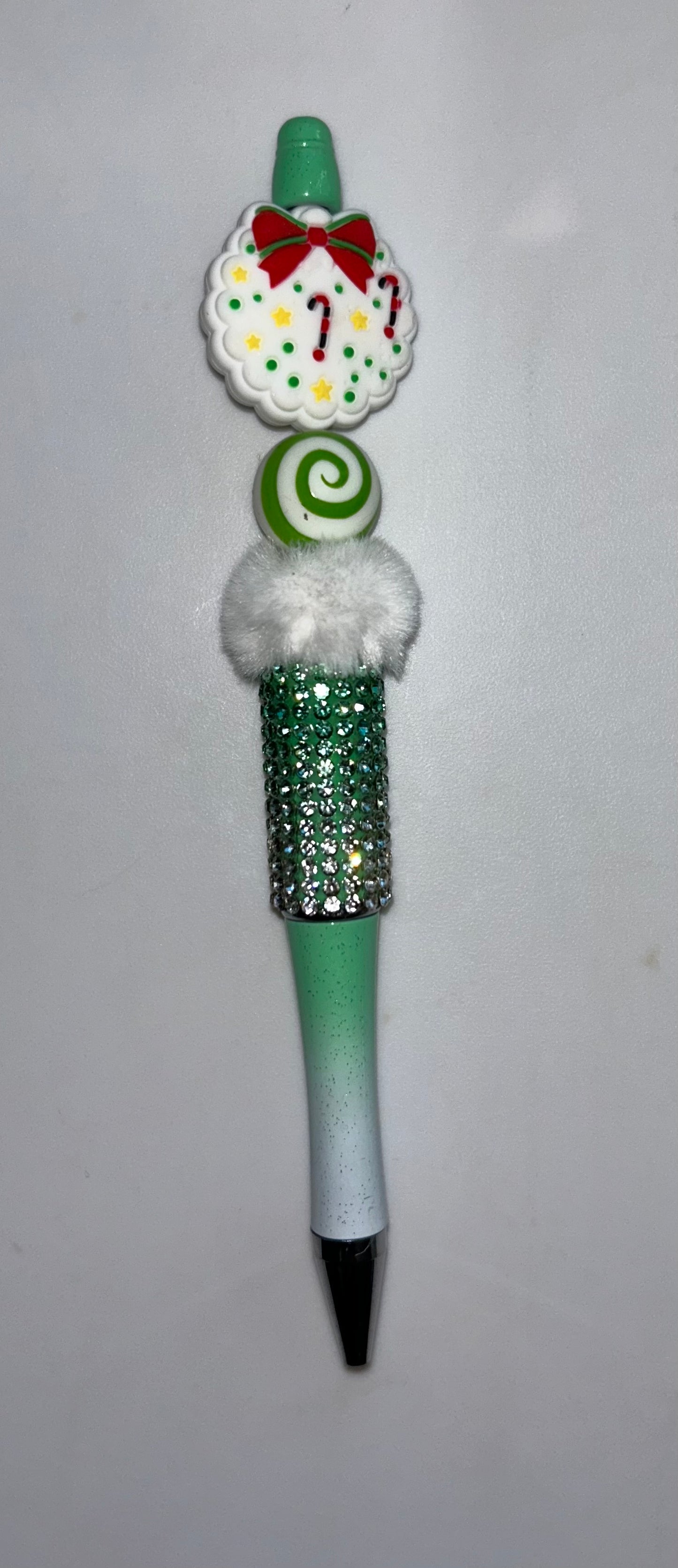 White Wreath Green Ombre Bling Pen
