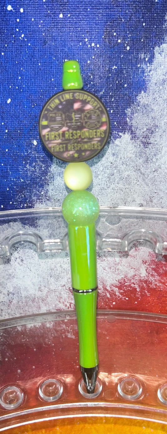 Thin Blue Line Neon Green Pen