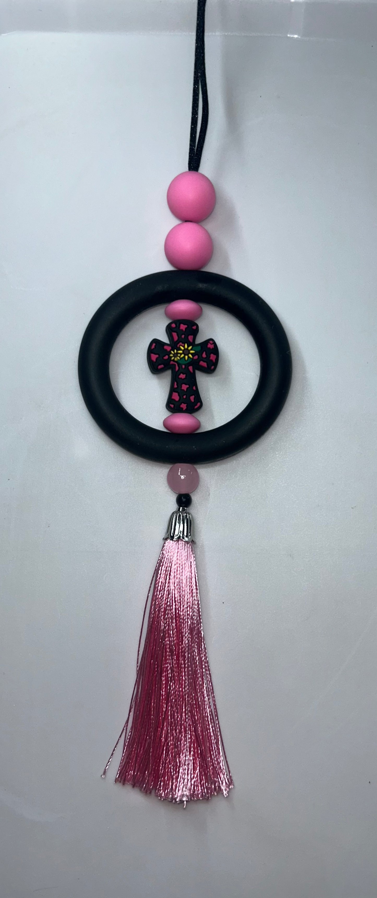 Pink Splotch Black Car Charm