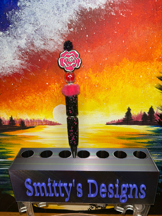 Pink Rose Black Specialty Pen