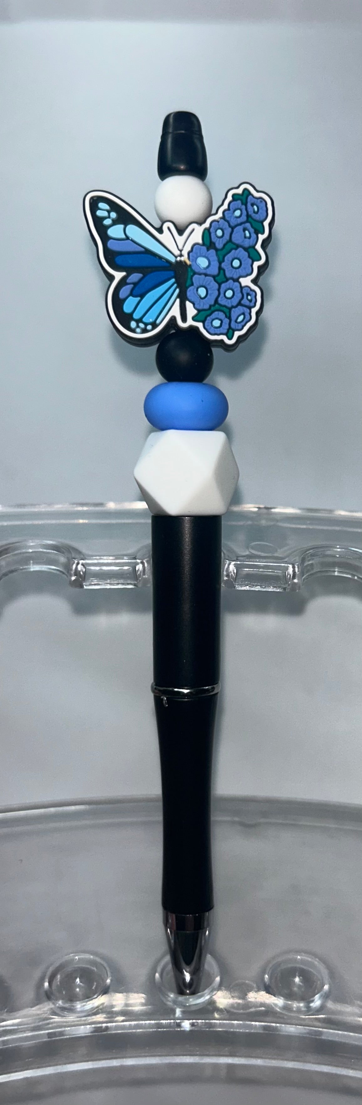 Blue Butterfly Black Pen