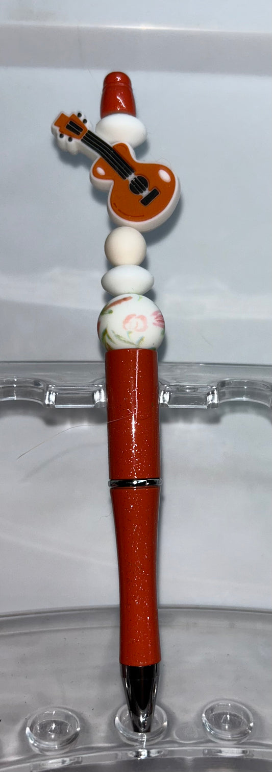 Guitar Red Glitter Pen