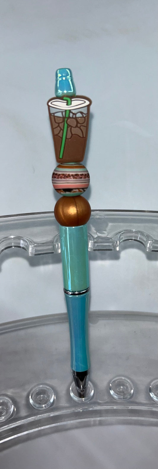 Coffee Shiny Pearl Teal Pen