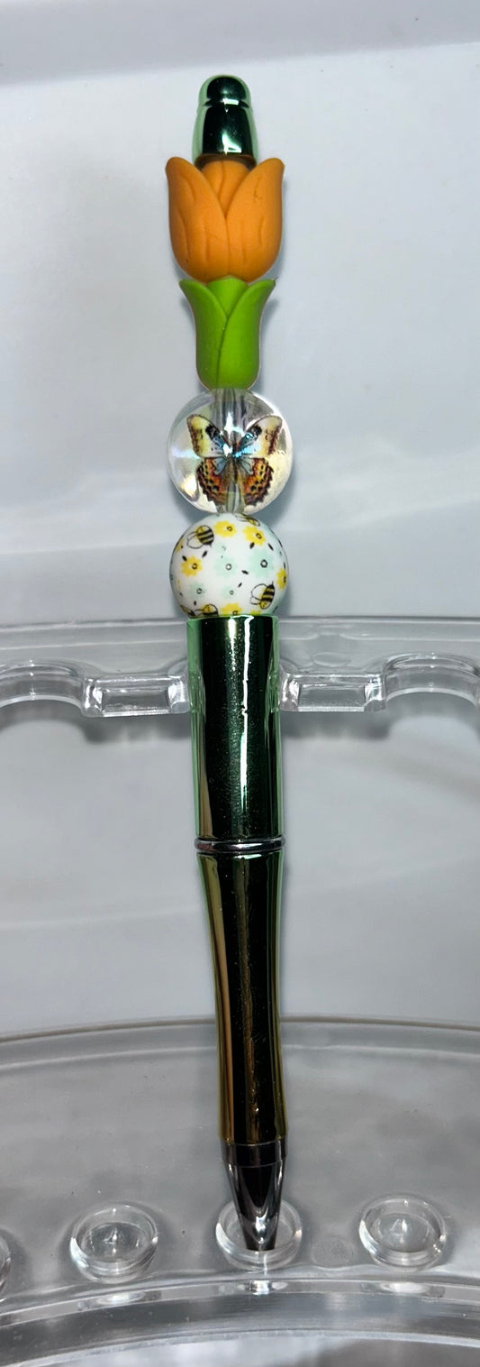 Orange Tulip Metallic Pen