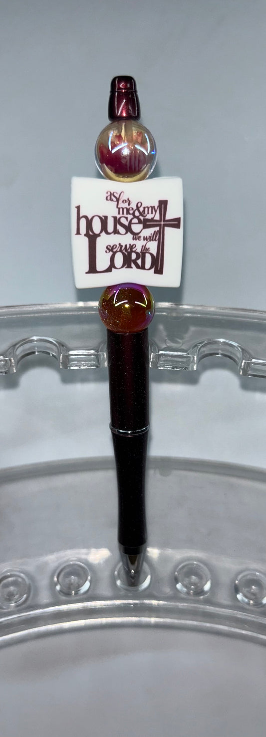 As Of Me & My House We Will Serve The Lord Burgandy Pen