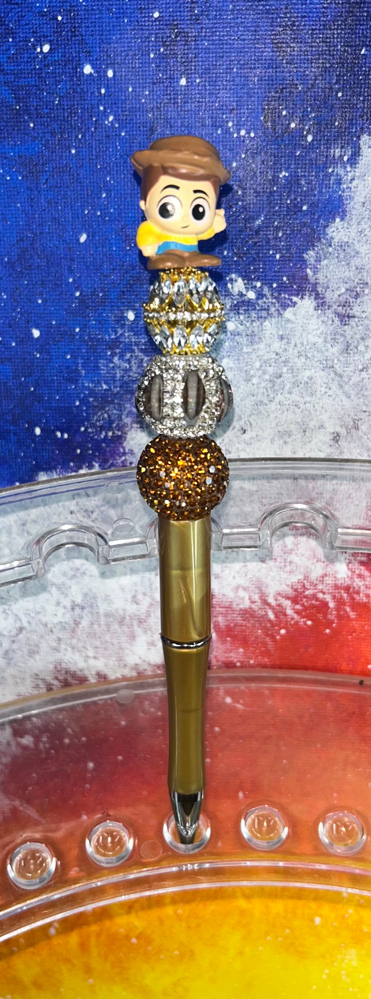 Woody Small Doorable Bling Shiny Gold Pen