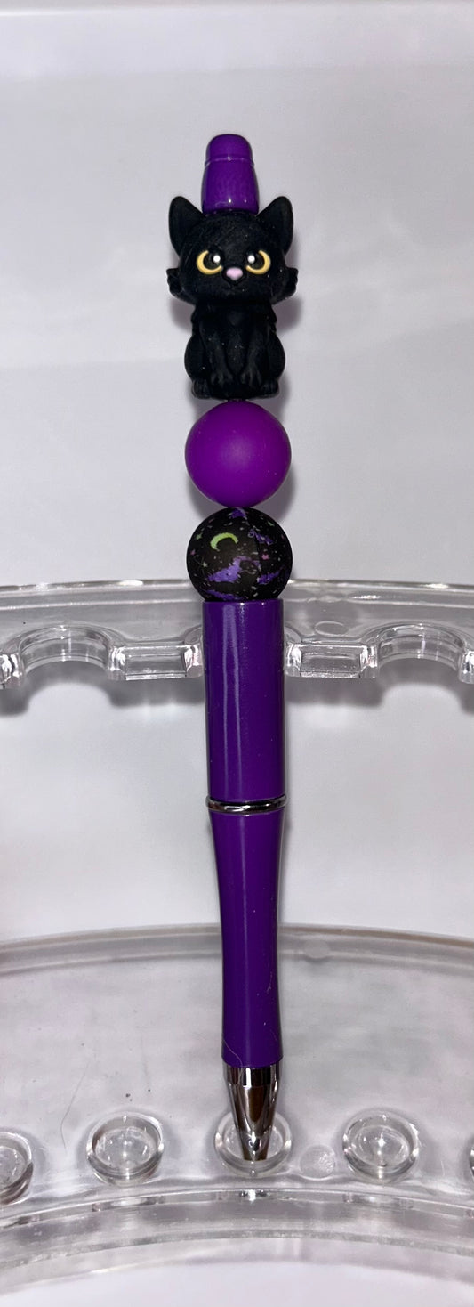 Black Cat Purple Pen