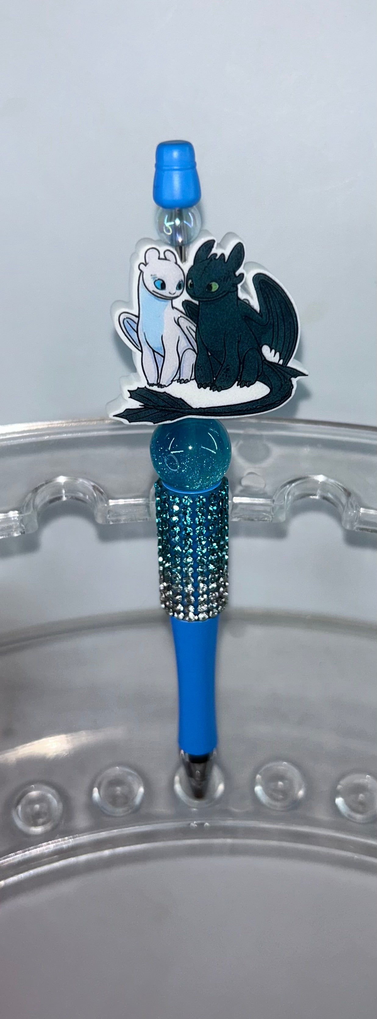 Light Fury and Toothless Bling Blue Ombre' Pen