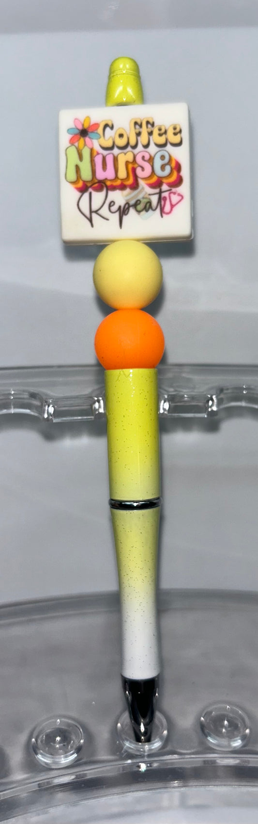 Coffee Nurse Repeat Yellow Ombre' Pen