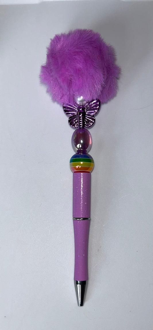 Purple Butterfly Purple Pompom Pen
