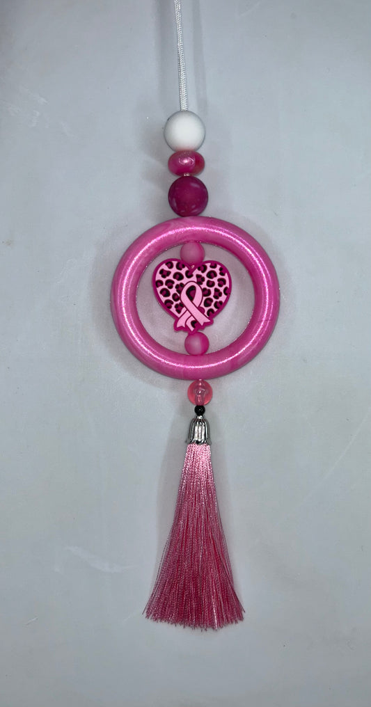 Cancer Heart Pink Car Charm