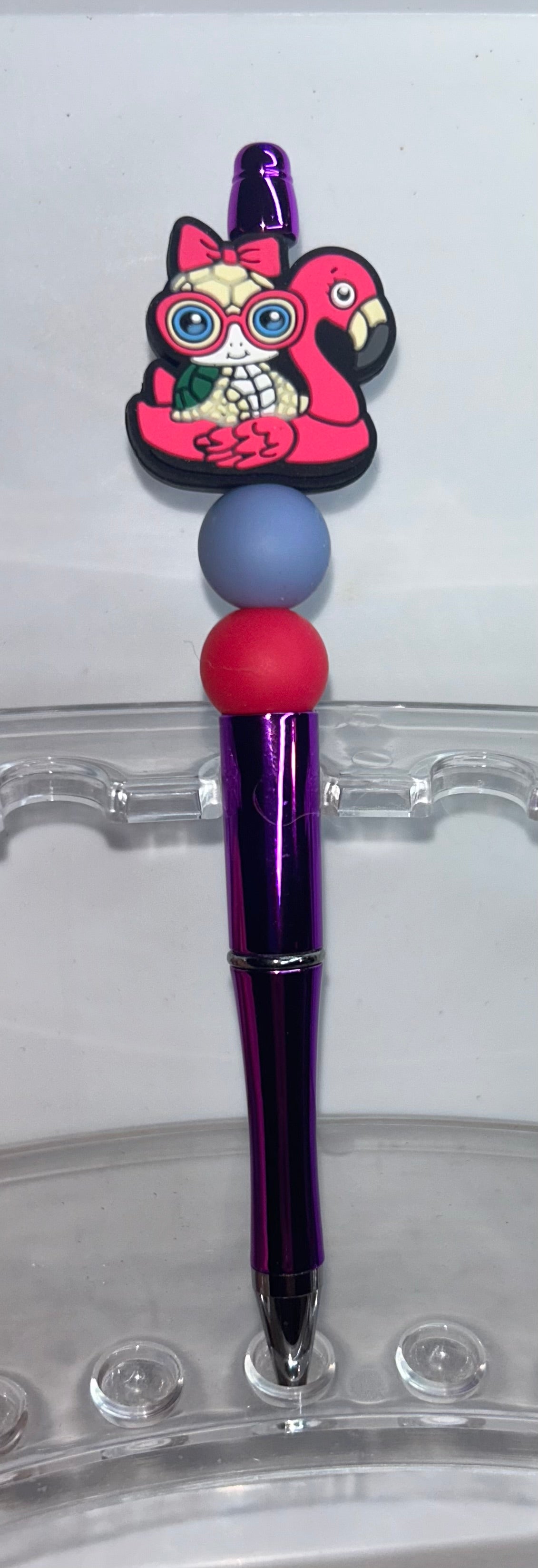 Flamingo Float Wit Turtle Shiny Purple Pen
