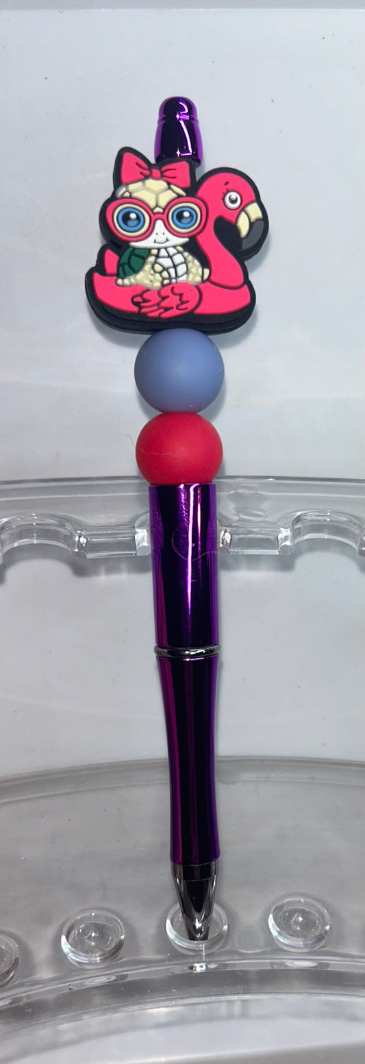 Flamingo Float Wit Turtle Shiny Purple Pen