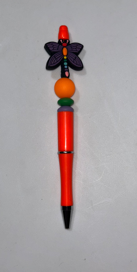 Purple Dragonfly Orange Pen