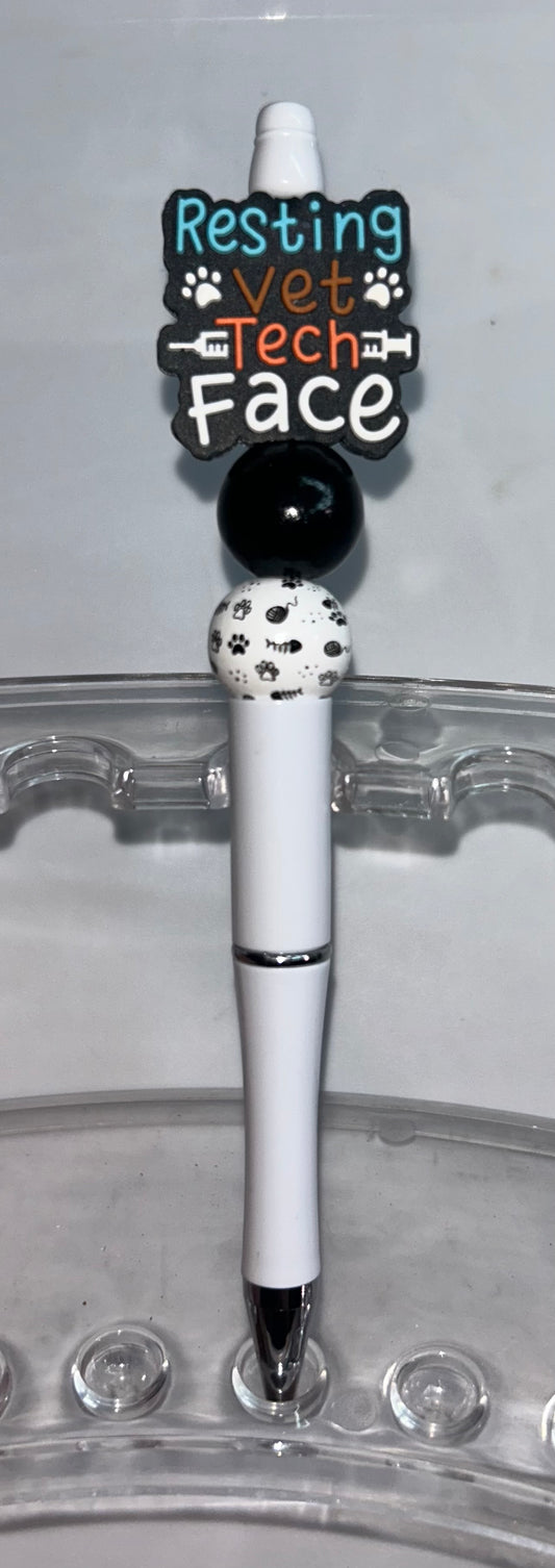 Resting Vet Tech Face White Pen