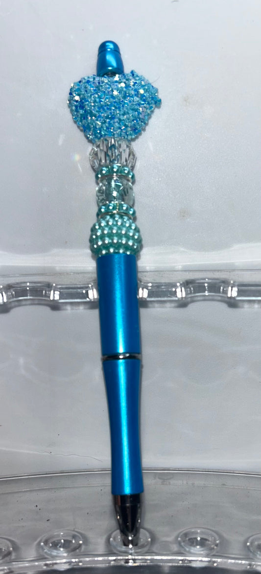 Blue Heart Chrystal Blue Pen