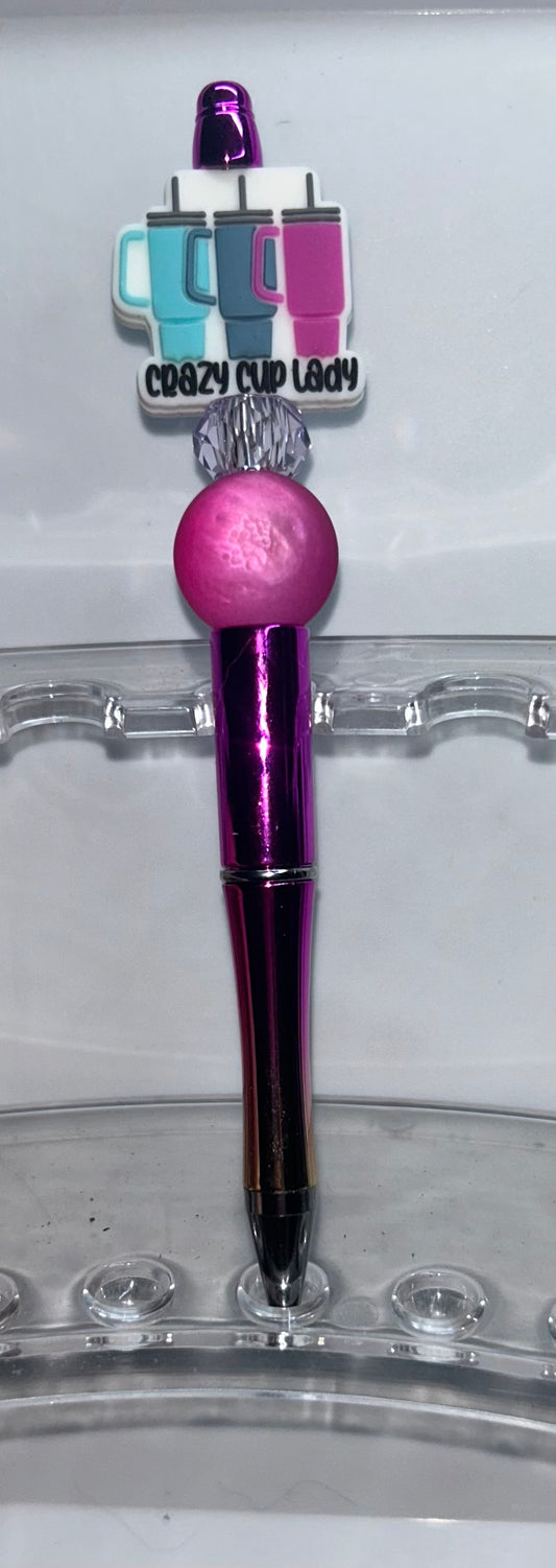 Crazy Cup Lady Metallic Pink Pen