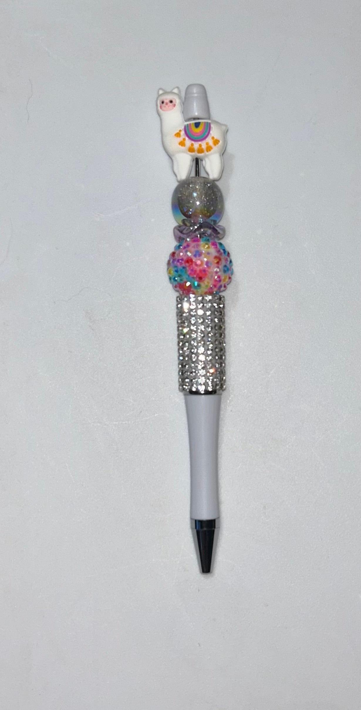 Llama White Bling Pen