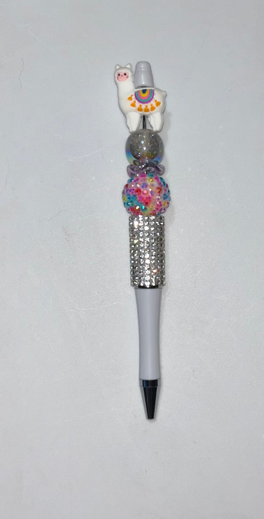 Llama White Bling Pen
