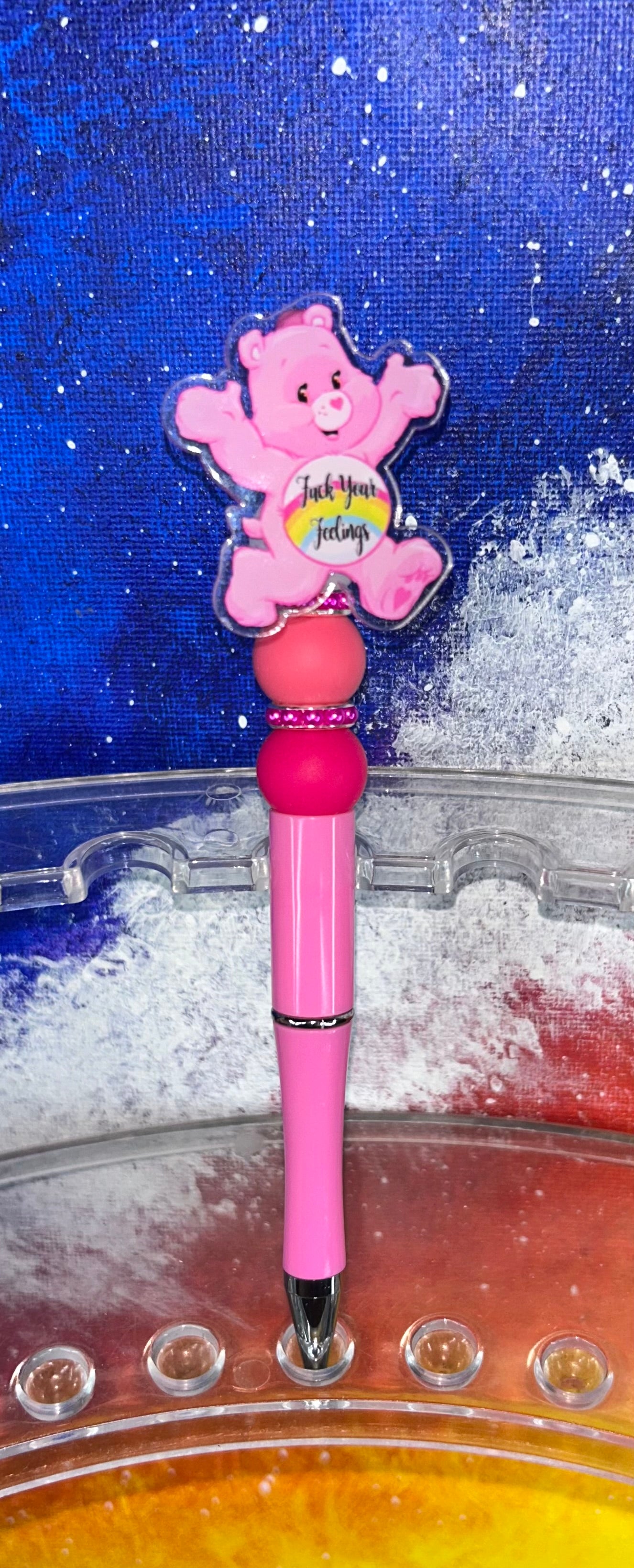 F!@# Your Feelings Spinning Swear Bear Pink Pen