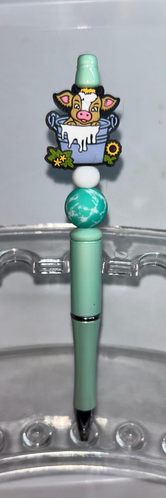 Cow In Tub Light Green Pen
