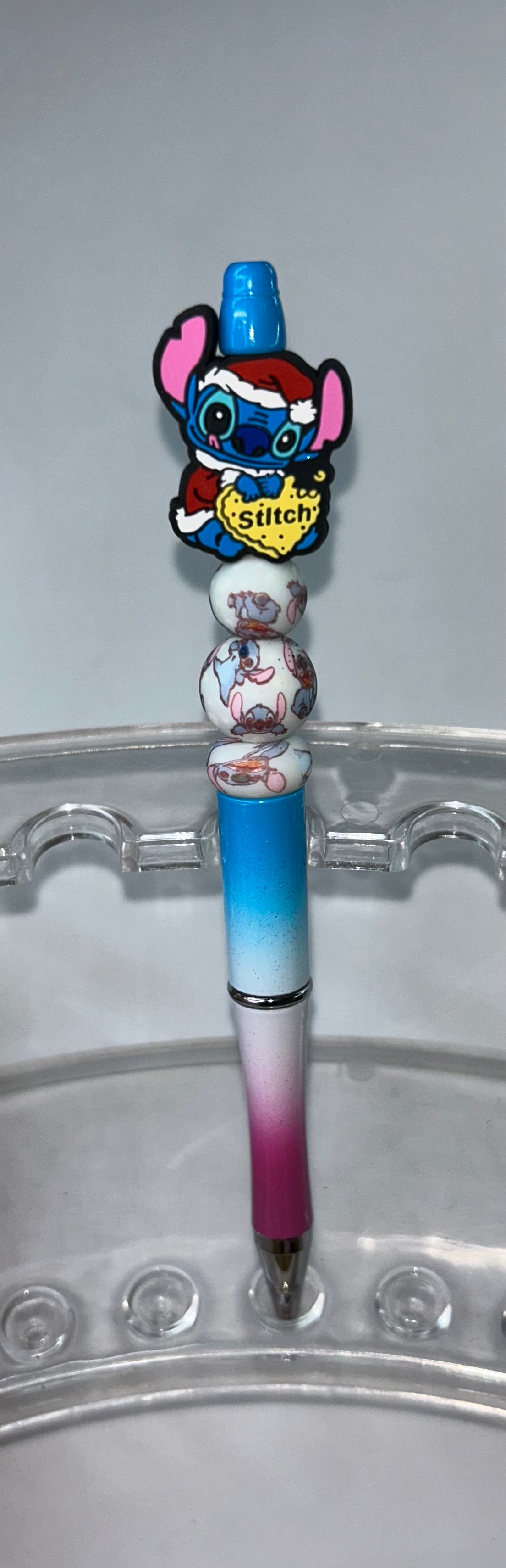 Stitch Santa Hat Blue/Pink Ombre' Pen