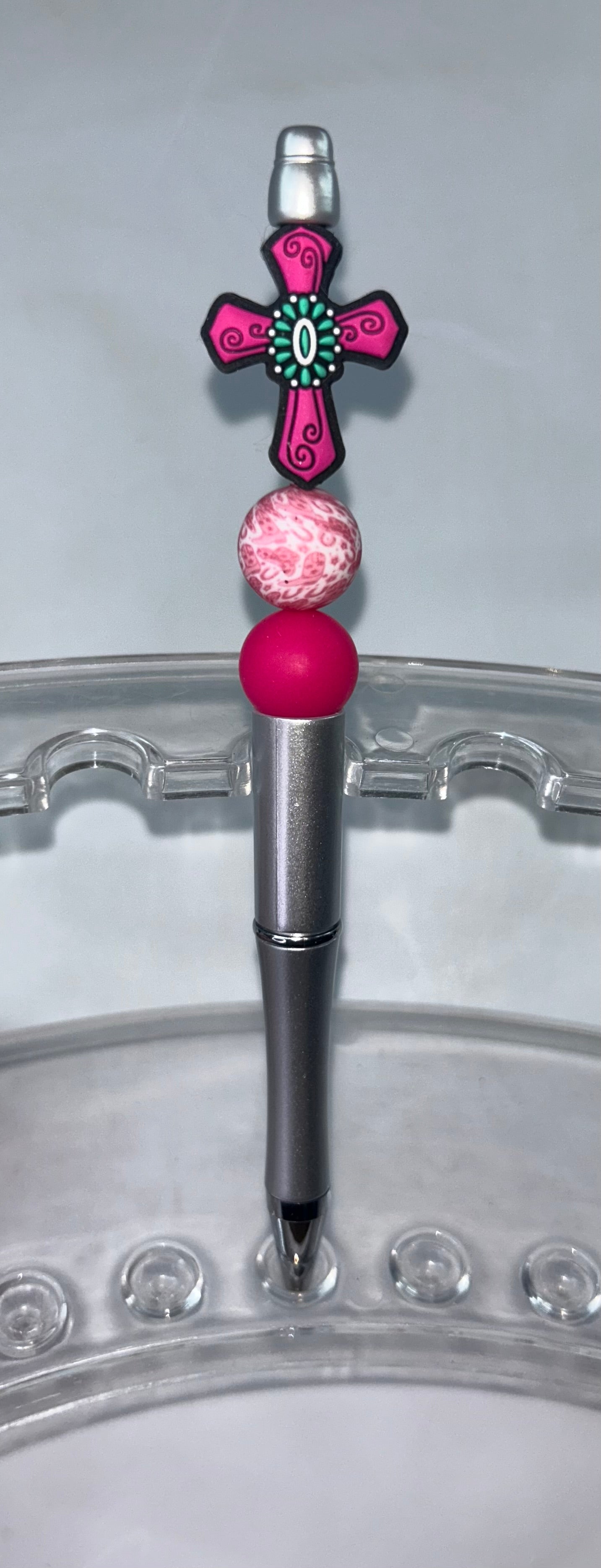 Pink Western Cross Silver Pen