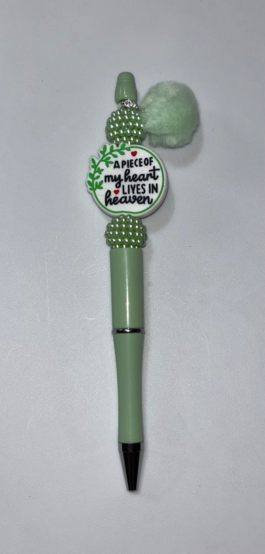 A Piece Of My Heart Lives In Heaven Green Pen