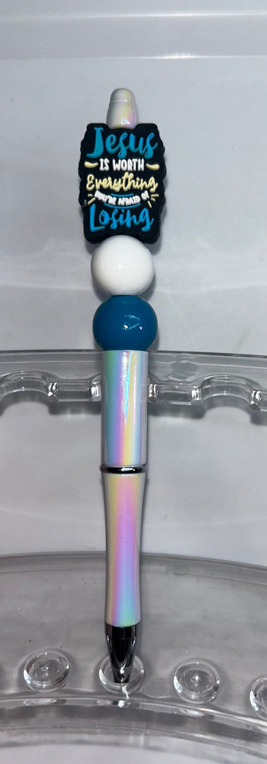Jesus Is Worth Everything You're Afraid Of Losing White Pearlized Pen