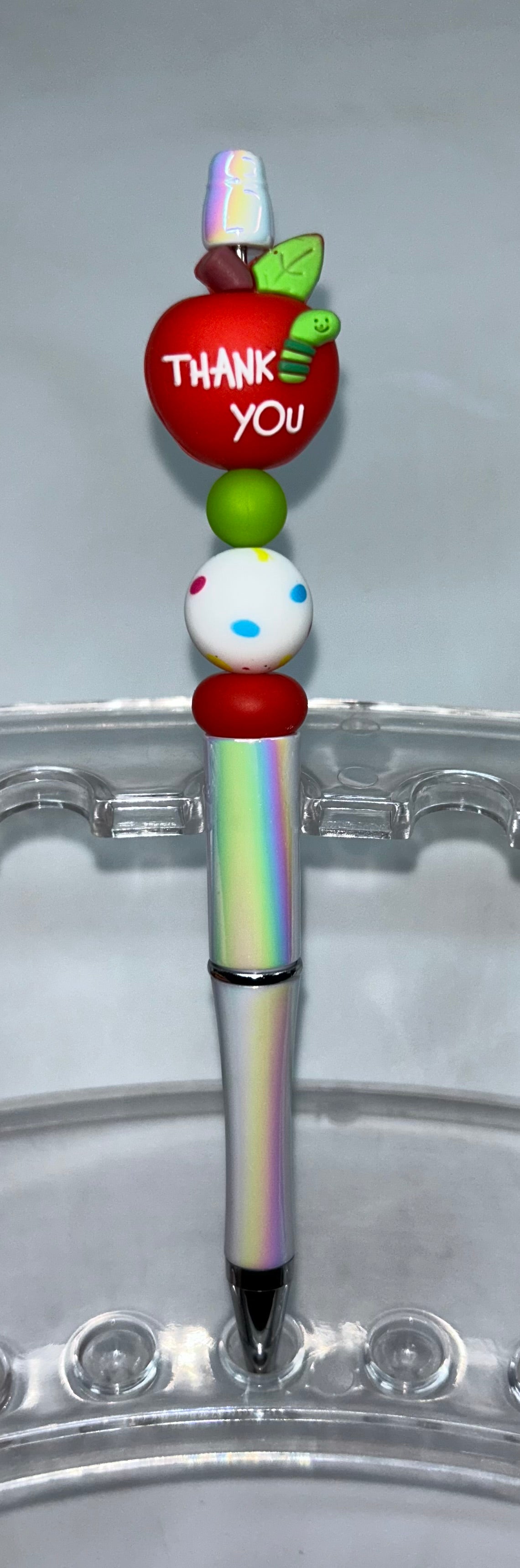Thank You Apple White Pearl Pen