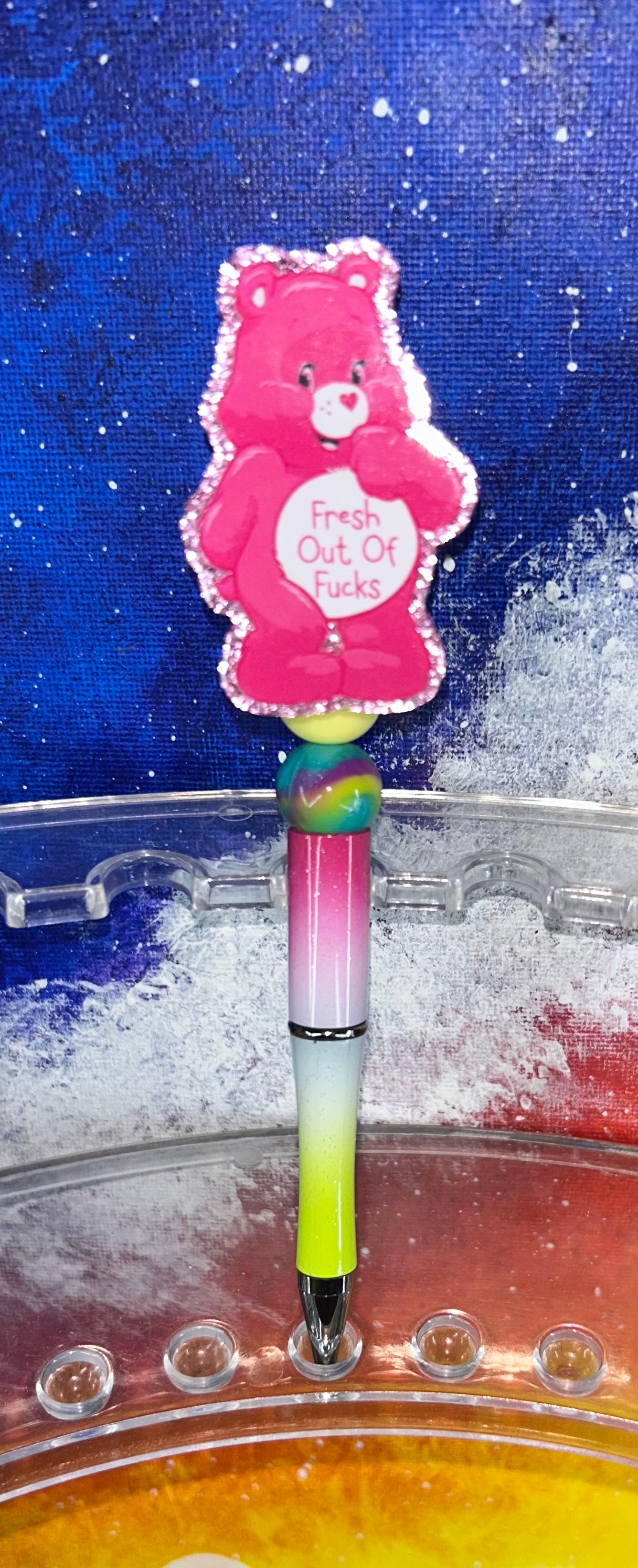 Fresh Out Of F!@#'s Spinning Swear Bear Ombre' Pen