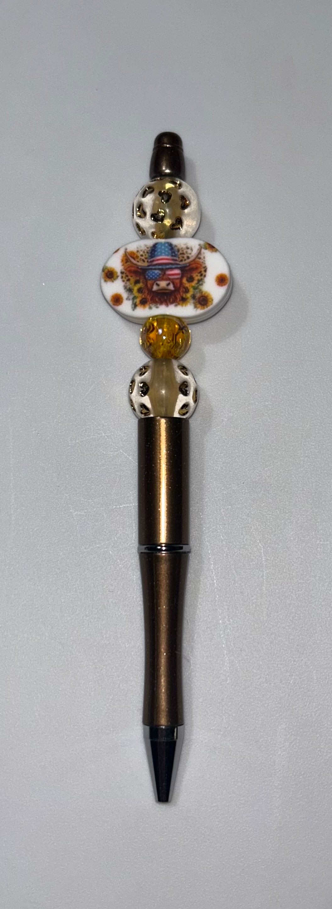 Patriotic Highland Cow Brown Pen