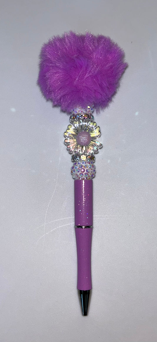 Flower Purple Pompom Pen