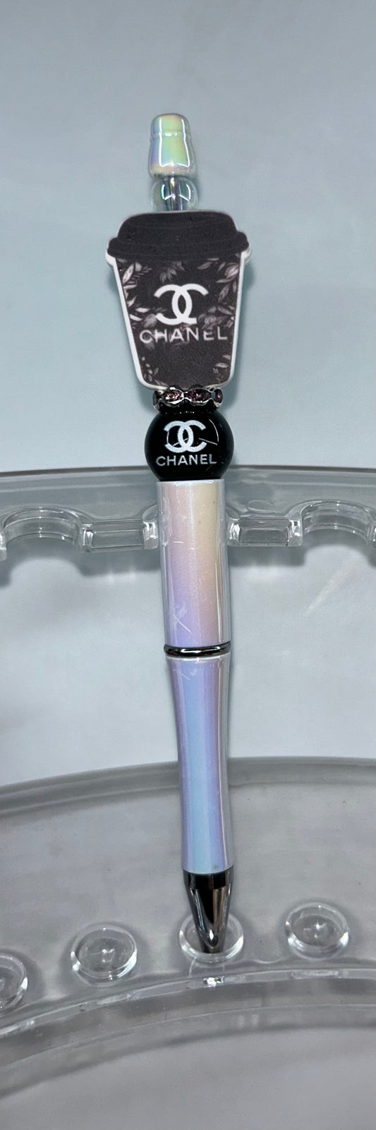 Chanel Coffee White Pearl Pen