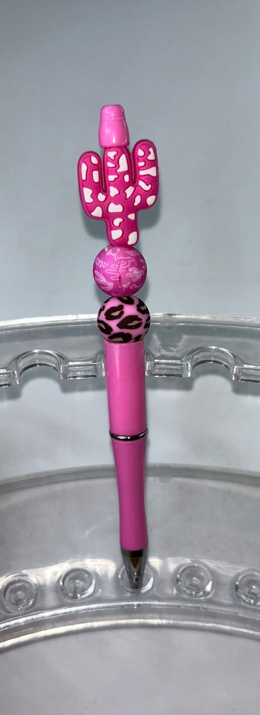 Pink Cow Print Catcus Pink Pen