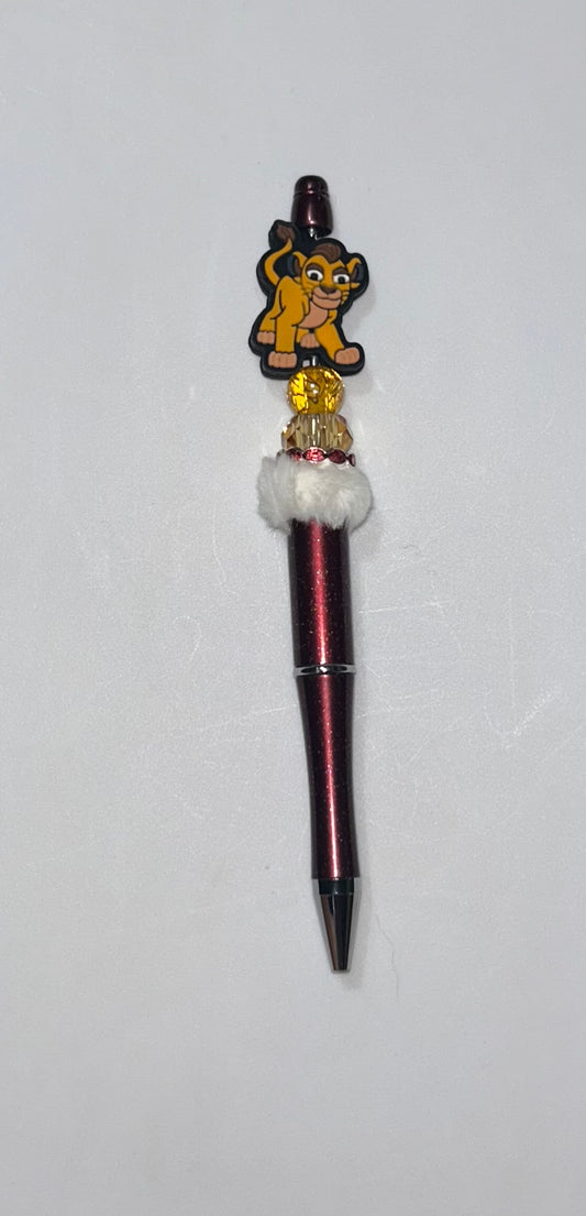 Lion King Red Glittery Pen
