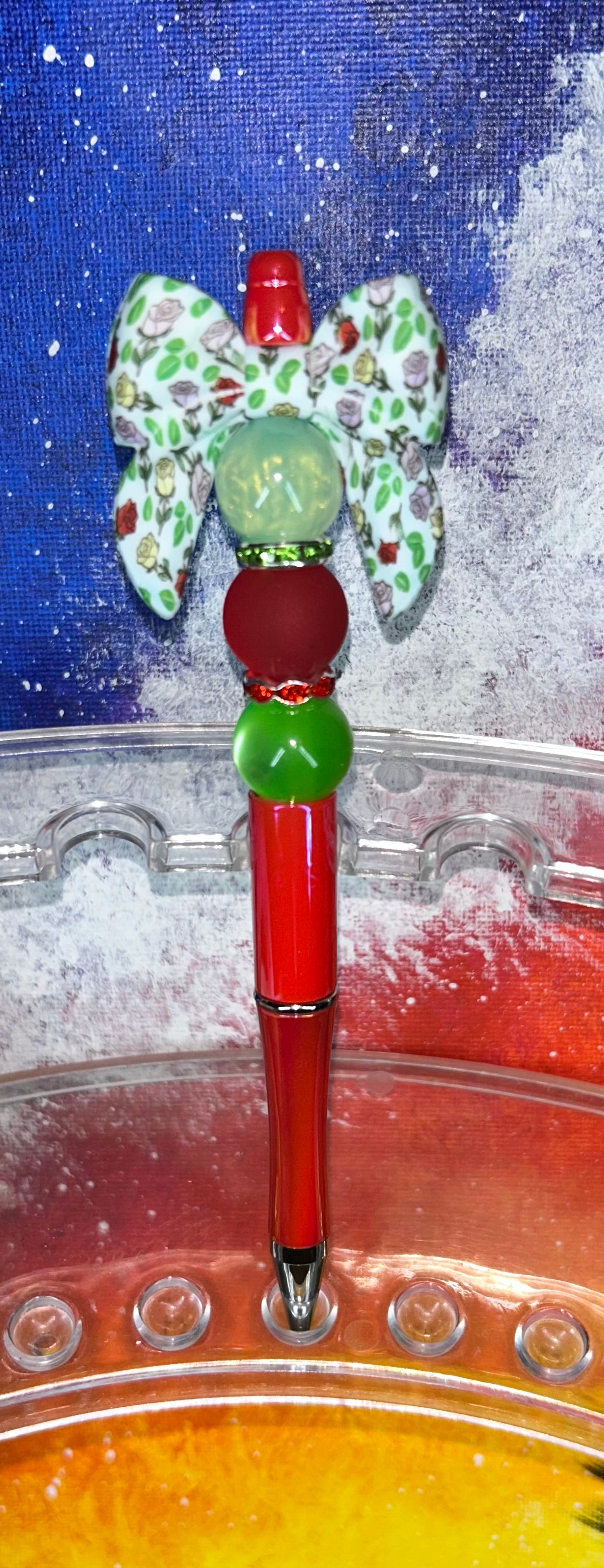 Roses Bow Shiny Red Pen