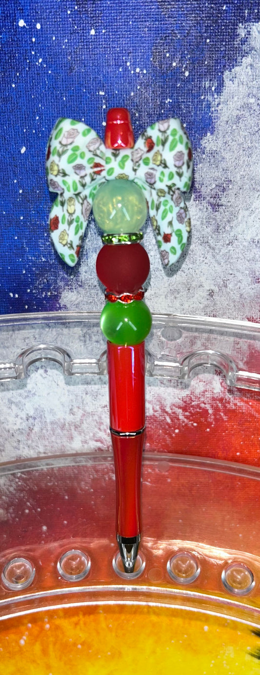 Roses Bow Shiny Red Pen
