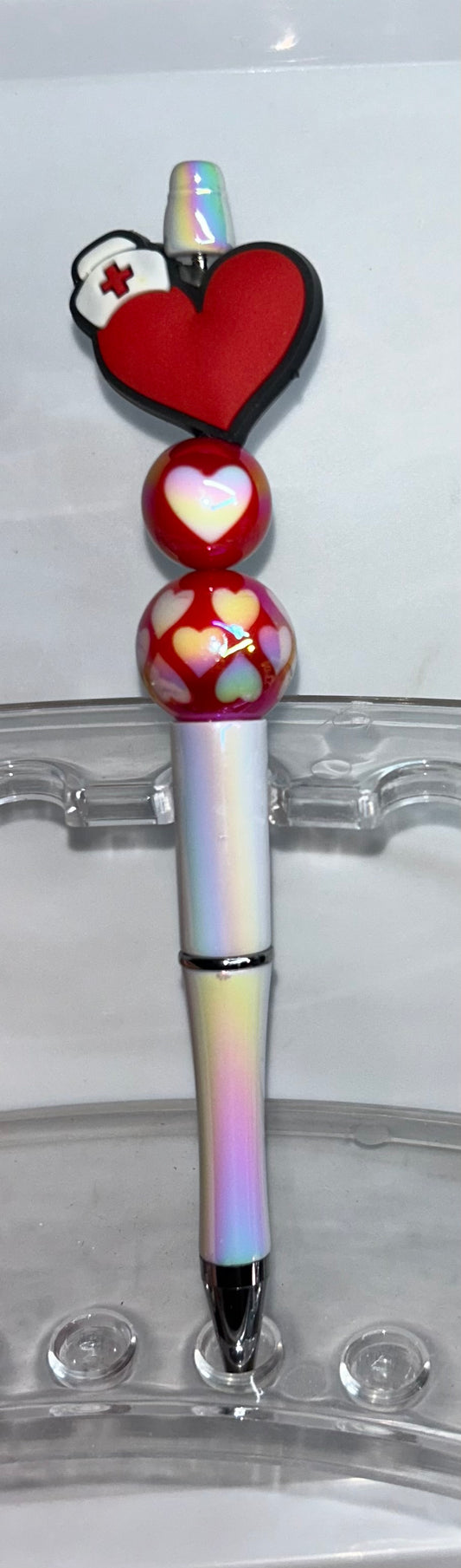 Heart Nurse Hate White Pearl Pen