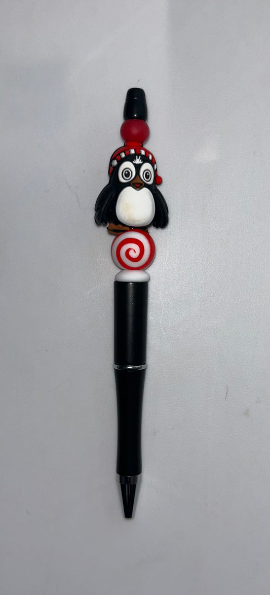 Penguin With Christmas Hat Black Pen