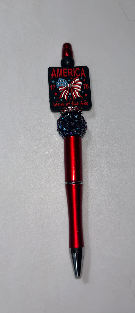 America Patriotic Red Shiny Pen