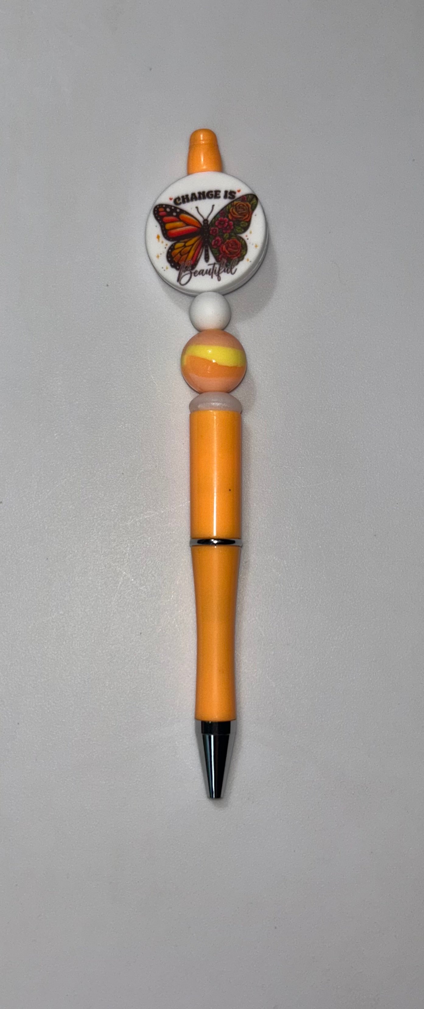 Change Is Beautiful Butterfly Orange Pen