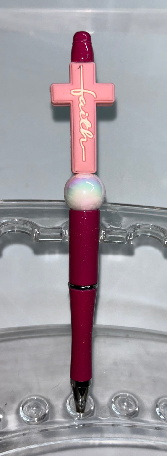 Pink Faith Cross Pink Pen
